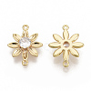 Brass Cubic Zirconia Links connectors X-KK-T050-25G-NF-2