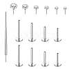 15Pcs 304 Stainless Steel Clear Cubic Zirconia & G23 Titanium Alloy Flat Round Stud Earrings EJEW-FS0001-30-1