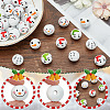 60Pcs 6 Styles Round Christmas Snowman Print Wood European Beads WOOD-PH0002-98-4