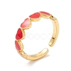 Heart Enamel Cuff Ring RJEW-C021-02G-4