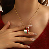 304 Stainless Steel Enamel & Rhinestone & Resin Christmas Pendant Necklaces for Women FS-WG85DFF-04-2