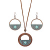 Bohemian Alloy & Wood Pendant Necklaces & Dangle Earrings Sets WG8FC17-01-2