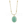 Natural Amazonite Faceted Oval Pendant 304 Stainless Steel Satellite Chain Necklaces for Women WG6F64C-01-3
