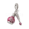 Brass Micro Pave Clear Cubic Zirconia European Dangle Charms KK-A278-08P-01-1