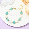 Natural Amazonite & Keshi Pearl Beaded Bracelets for Women BJEW-JB14007-01-1