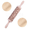 Snowflake Pattern Wood Rolling Pin AJEW-WH0481-657-1