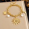 304 Stainless Steel & Plastic Imtation Pearl Charm Bracelets BJEW-B171-06G-1