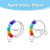 10Pcs 2 Style Rainbow Color Glass Beaded Rotating Open Cuff Rings Set RJEW-DC0001-15-2