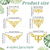12Pcs 6 Styles Polyester Computerized Embroidery Iron on/Sew on Patches PATC-GO0001-09-2