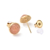 Ion Plating(IP) Natural Gemstone Flat Round Stud Earrings EJEW-G313-01G-3