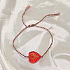 Boho Handmade Lampwork Heart Adjustable Braided Cotton Cord Bracelets for Women WGD66FD-03-1