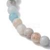 4mm Round Mixed Gemstone & Lightning Bolt Brass Beaded Stretch Bracelets BJEW-JB10856-5