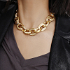 1Pc Zinc Alloy Twisted Double Ring Cable Chain Necklaces for Women NJEW-SP0001-12KCG-6