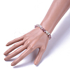Natural White Moonstone & Strawberry Quartz Chip Stretch Bracelets BJEW-JB04490-05-3