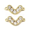 Brass Pave Clear Cubic Zirconia Heart Connector Charms KK-M324-11G-1