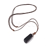 Natural Obsidian Nugget Pendant Necklace with Waxed Cord for Women NJEW-F306-01D-2