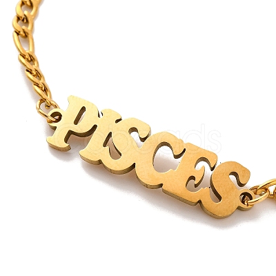 Constellation 202 Stainless Steel Figaro Chain Link Bracelets for Women Men AJEW-U006-01B-1