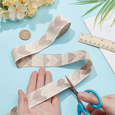 Polyester Jacquard Leaf Ribbon for Garment Accessories OCOR-WH0097-23D-1