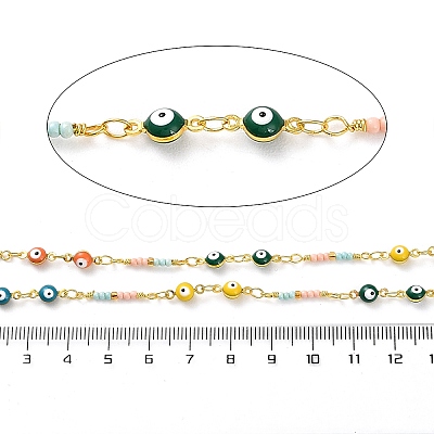 Evil Eyes Brass Ename Link Chains CHC-Q013-02G-1