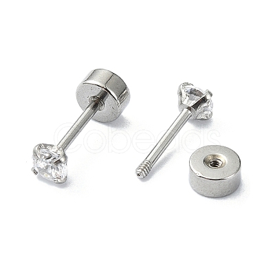 304 Stainless Steel Crystal Rhinestone Ear False Plugs STAS-C089-04A-P-1