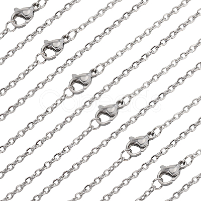 30Pcs 304 Stainless Steel Flat Cable Chain Necklaces Set for Men Women STAS-BBC0004-99A-1