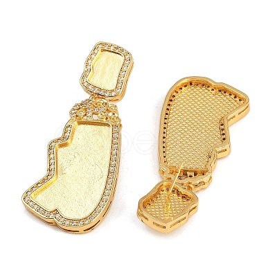 Brass Micro Pave Clear Cubic Zirconia Stud Earrings Findings KK-Z122-14G-1