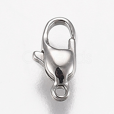 Tarnish Resistant Polished 316 Surgical Stainless Steel Lobster Claw Clasps STAS-Z013-12P-1