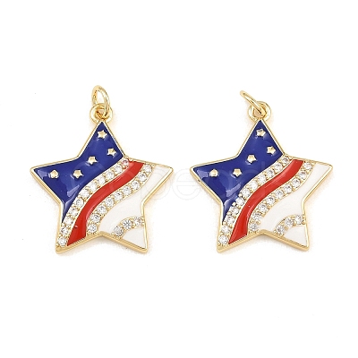 Independence Day Brass Micro Pave Clear Cubic Zirconia & Enamel Pendants CU-CBA5CB0-25G-1