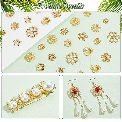 100Pcs 10 Styles Brass Bead Caps for DIY Hair Decoration Accessories KK-PH0005-72-1