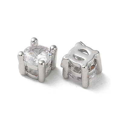 Brass Micro Pave Cubic Zirconia Slide Charms KK-F872-01P-1