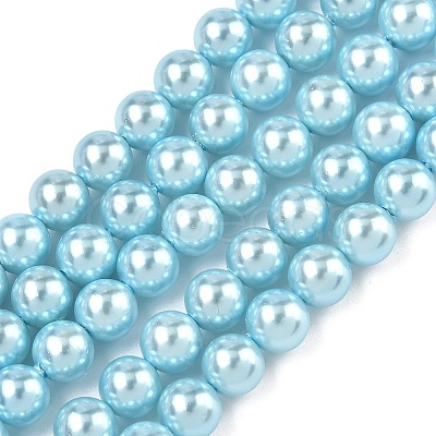Electroplated Shell Pearl Beads Strands BSHE-G041-6mm-03-1
