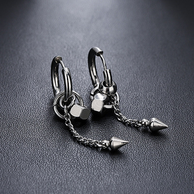 304 Stainless Steel Hoop Earrings for Men WG41879-01-1