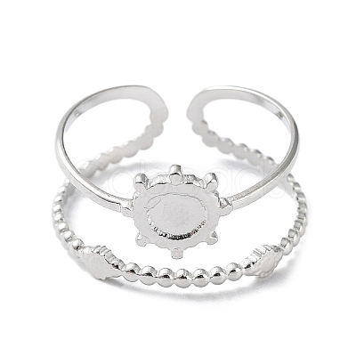 Tarnish Resistant 304 Stainless Steel Open Cuff Ring Components STAS-F301-03P-1