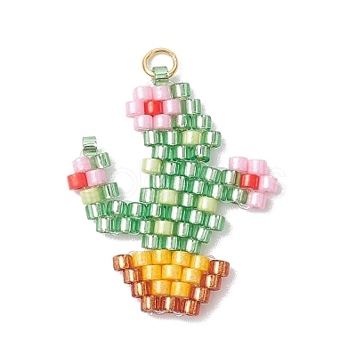 Beaded Cactus Charms PALLOY-MZ00455-1