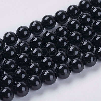 Natural Black Onyx Beads Strands X-G-G591-6mm-06-1