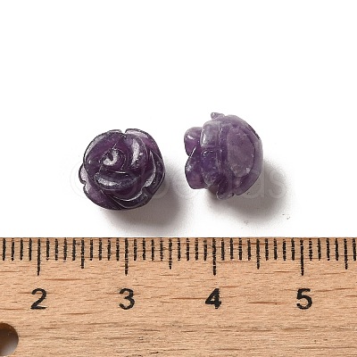 Natural Lepidolite/Purple Mica Carved Flower Scattered Beads G-O156-B-24-1