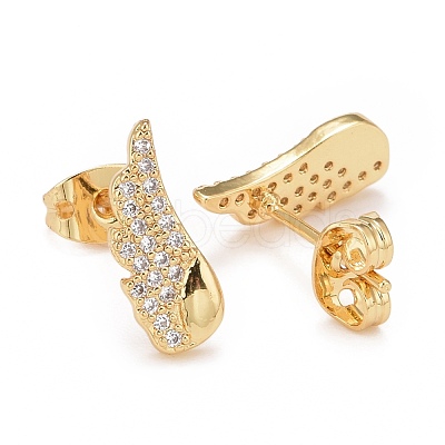 Clear Cubic Zirconia Wing Stud Earrings EJEW-G288-23G-1