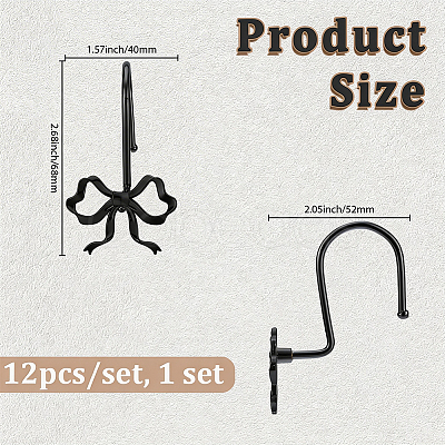 12Pcs Iron with Zinc Alloy Shower Curtain Hook FIND-SP0005-76EB-1