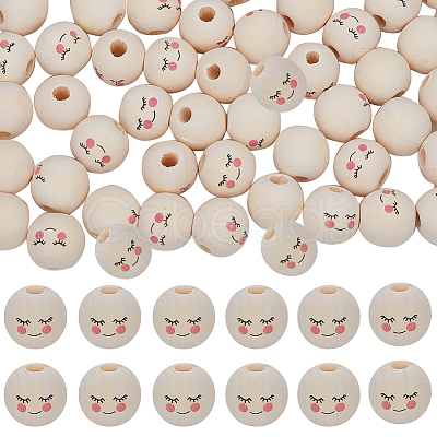 100Pcs Maple Wood European Beads WOOD-GF0001-97-1