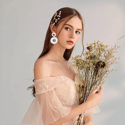 2 Pairs 2 Style Raffia Flower Dangle Stud Earrings EJEW-FI0003-23-1