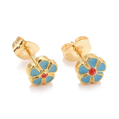 304 Stainless Steel Enamel with Glitter Stud Earrings EJEW-B009-26G-1