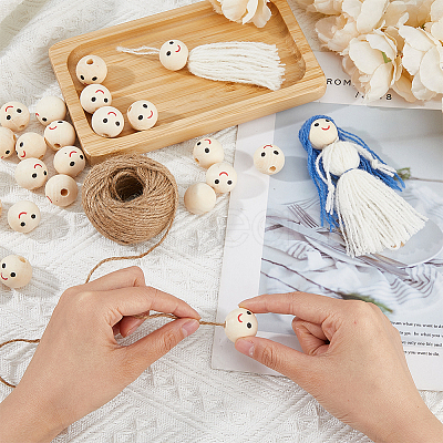 50Pcs Printed Wood European Beads WOOD-FH0002-23-1