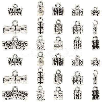 75Pcs 15 Styles Tibetan Style Alloy Tube Bails FIND-FS0004-50-1