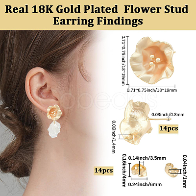 14Pcs Brass Stud Earrings Findings KK-BBC0020-88-1