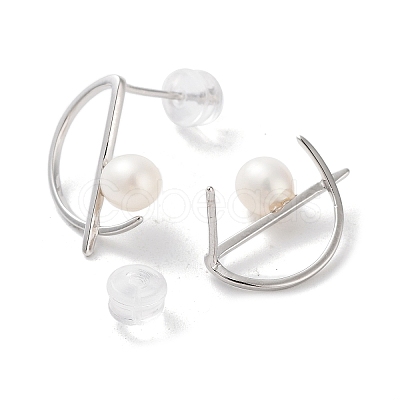 Natural Pearl Stud Earrings for Women EJEW-C083-02P-1