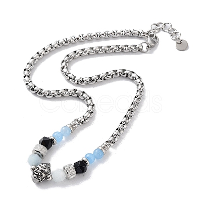 Natural Mixed Gemstone with 201 Stainless Steel Necklaces NJEW-Q334-01C-1