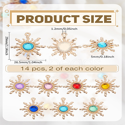 14Pcs 7 Colors Transparent Resin Pendants FIND-LP0002-66-1