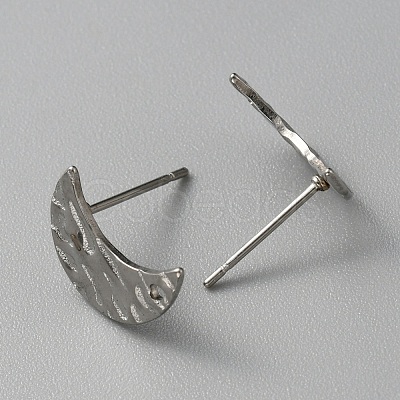 304 Stainless Steel Textured Geometry Stud Earring Findings with Hole STAS-WH0027-54K-1