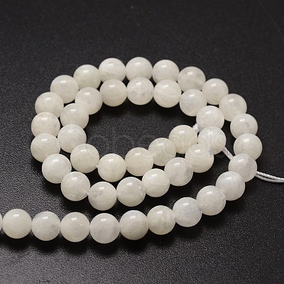 Natural White Moonstone Round Beads Strands X-G-E329-5-6mm-49-1