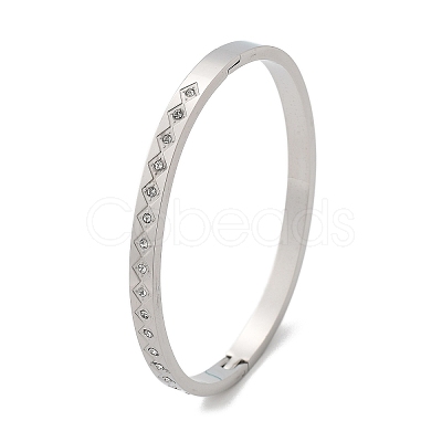 304 Stainless Steel Rhinestone Bangles for Women BJEW-Z092-13P-1